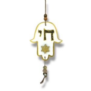 Hamsa met Chai – Handgemaakt Judaica Decor
