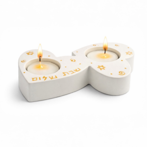 Shabbat Shalom theelichthouder dubbel hart