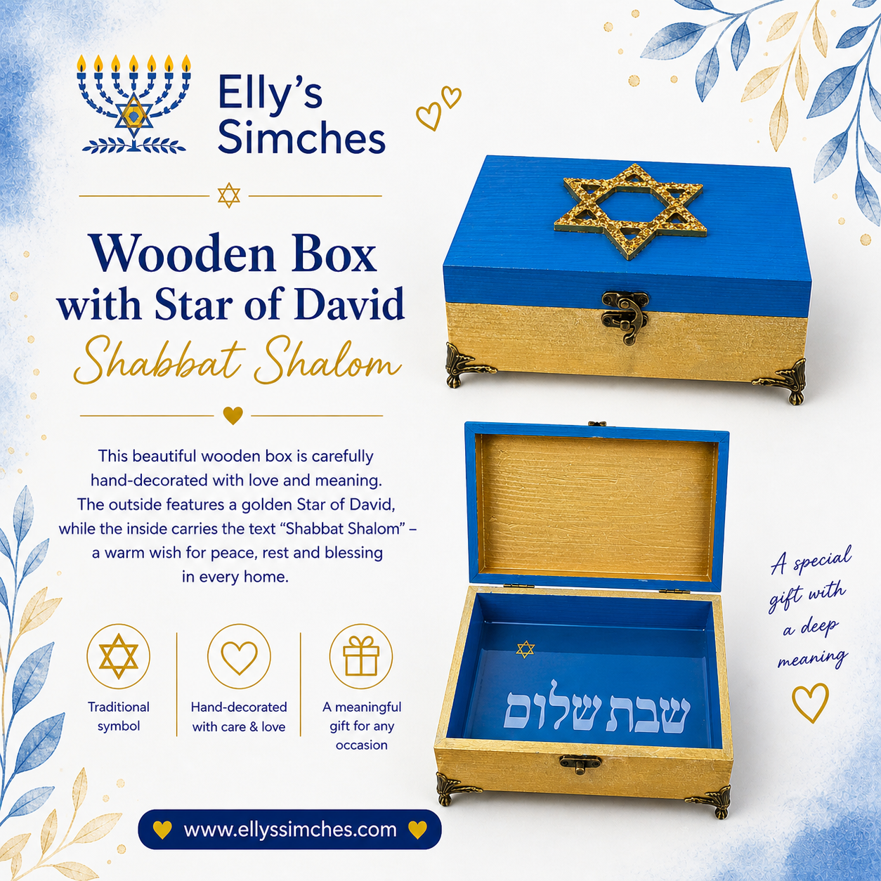 Houten kistje met Davidster Shabbat Shalom - Afbeelding 4